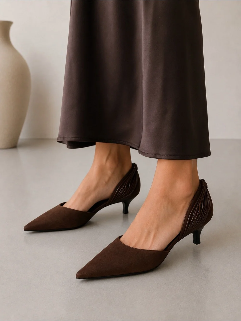 Giorgio Armani Vintage Suede Brown D’Orsay Pump Heels